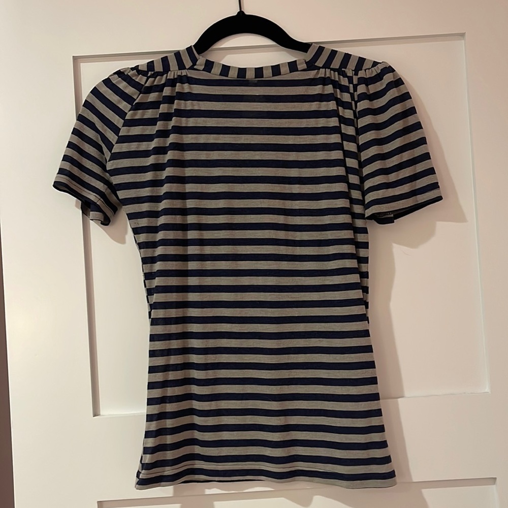 Freddies of Pinewood saddle top navy gray stripe 1940s